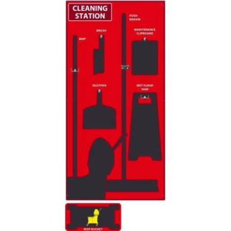 NMC National Marker Cleaning Station Shadow Board, Red/Black, 72 X 36, Industrial Grade Aluminum SB144AL